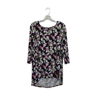 J. Jill Wearever Collection 3/4 Sleeve Hi Lo Pullover Floral Tunic Top S…